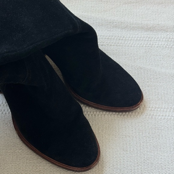 Vince Camuto black suede leather knee high block heel boots - Picture 5 of 11